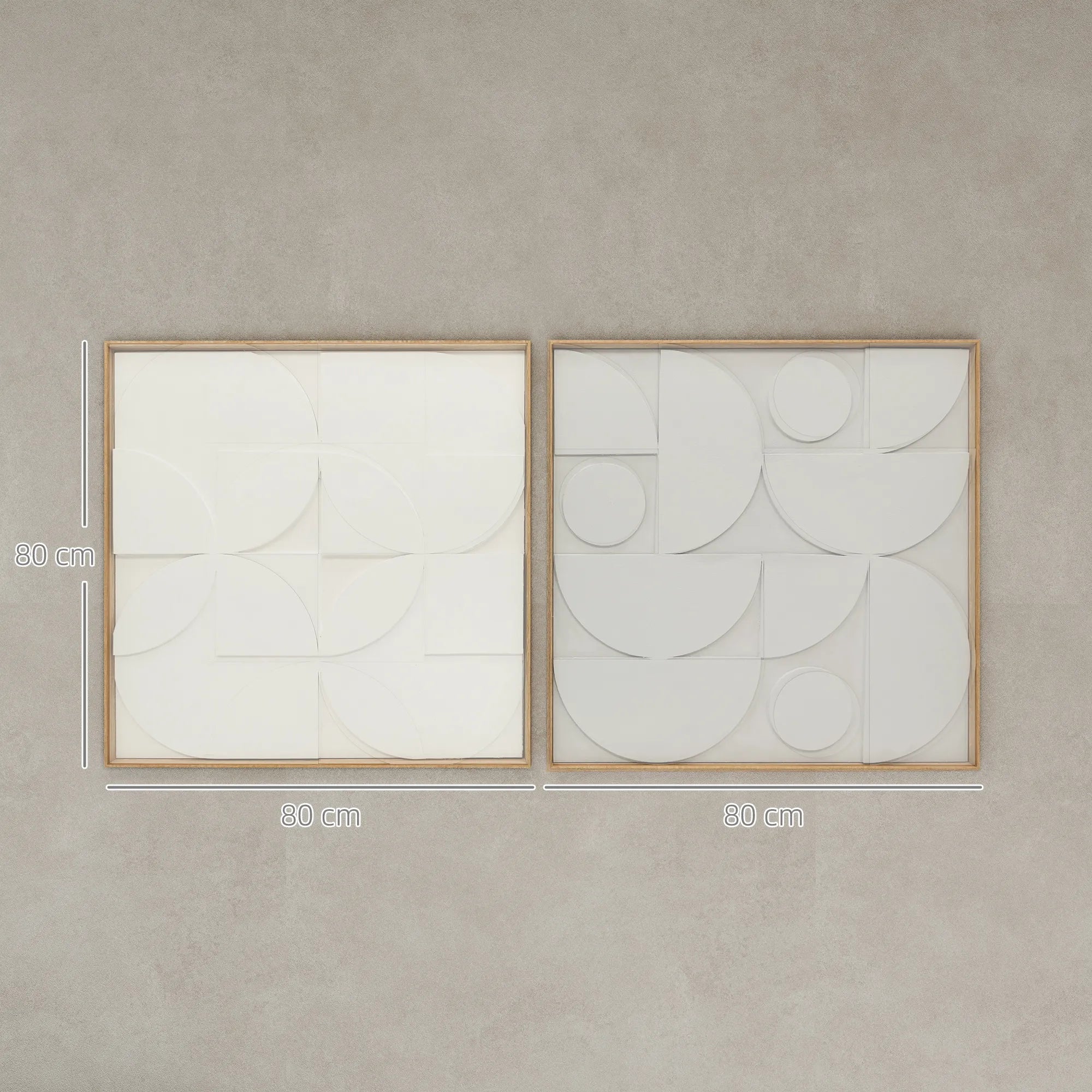 Sienos dekoracija 3D geometrinė, 80x80 cm, 2 vnt., balta