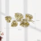 Sienų dekoracija metalinė, monstera lapų formos, 83 cm, auksinė