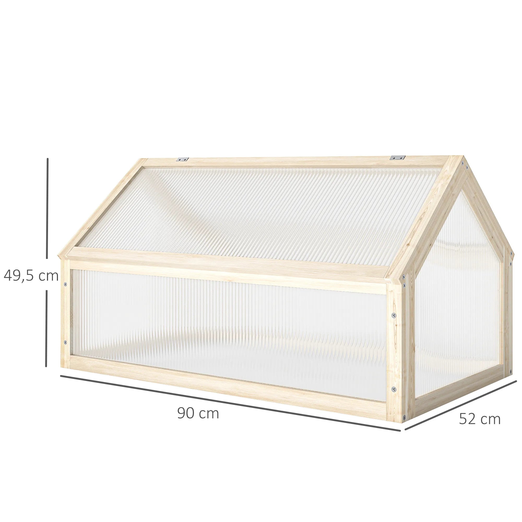 Šiltnamis kompaktiškas, su atidaromu stogu, 90 x 52 x 49,5 cm, natūralios medienos spalvos