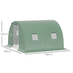 Šiltnamis plėvelinis su 4 langais, 300 x 300 x 200 cm, žalias