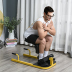 Sissy squat treniruoklis 3 viename, reguliuojamas iki 120 kg, geltonas/juodas