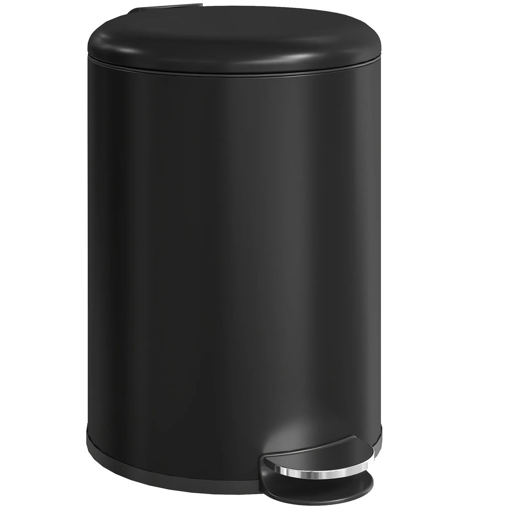 Šiukšliadėžė 20L, metalinė, su pedalu, lėtai užsidarančiu dangčiu, juoda