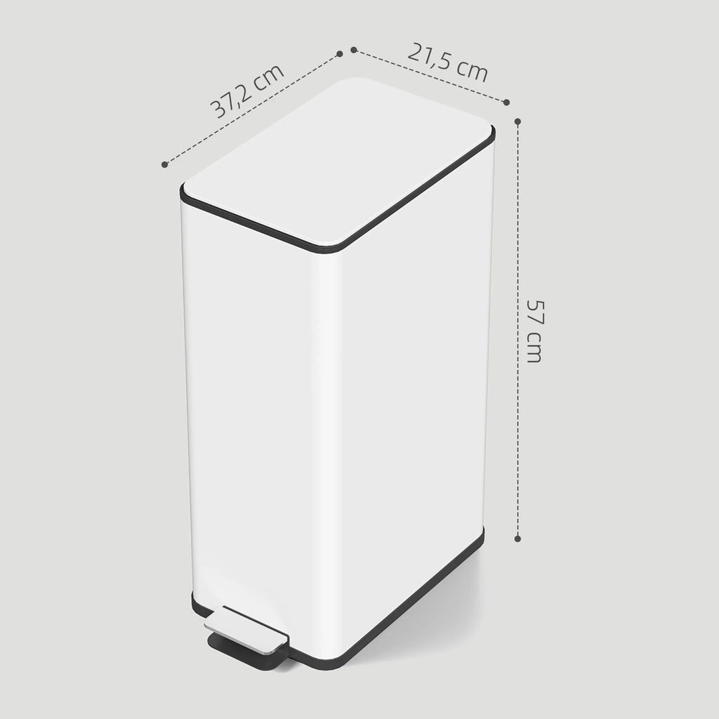 Šiukšliadėžė 20L, su pedalu, kvapų sugėrimo skyreliu, nerūdijantis plienas, balta