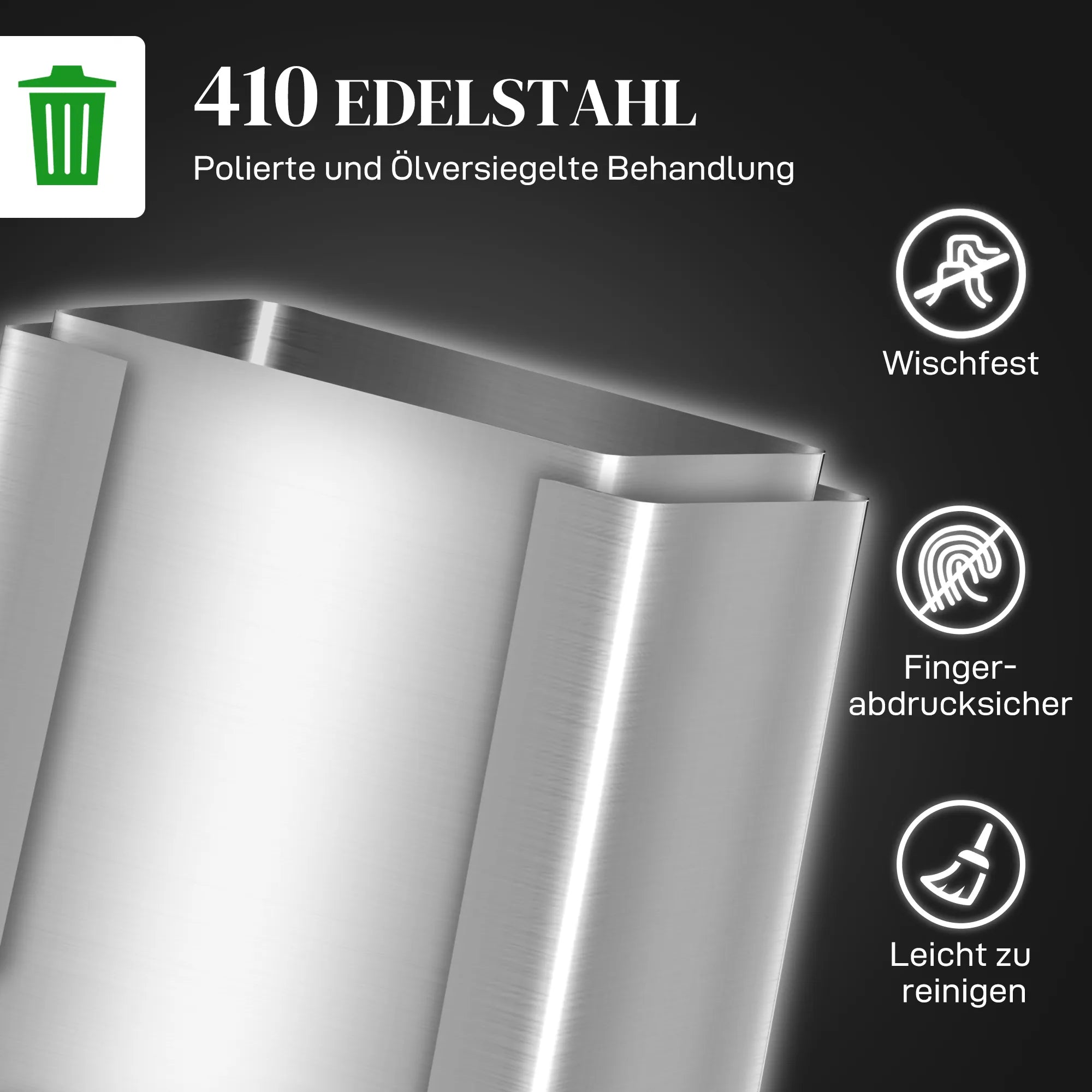 Šiukšliadėžė 40L su dviem 20L skyriais nerūdijančio plieno sidabrinė