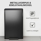 Šiukšliadėžė 45 l su pedalu ir lėtai nusileidžiančiu dangčiu, juoda