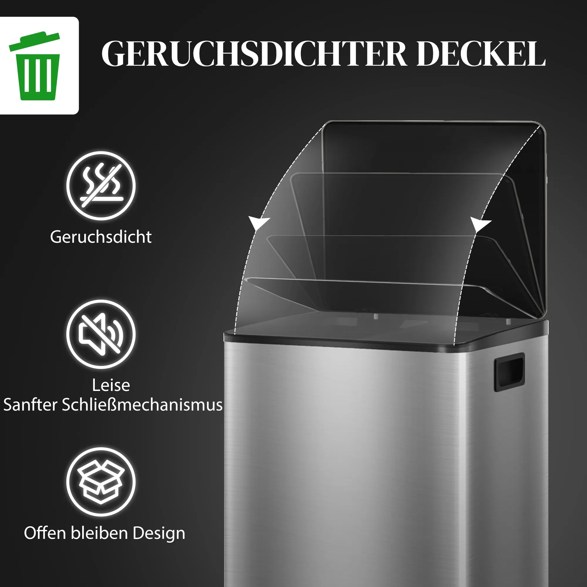 Šiukšliadėžė atliekų rūšiavimui, 2x30L, sidabrinė