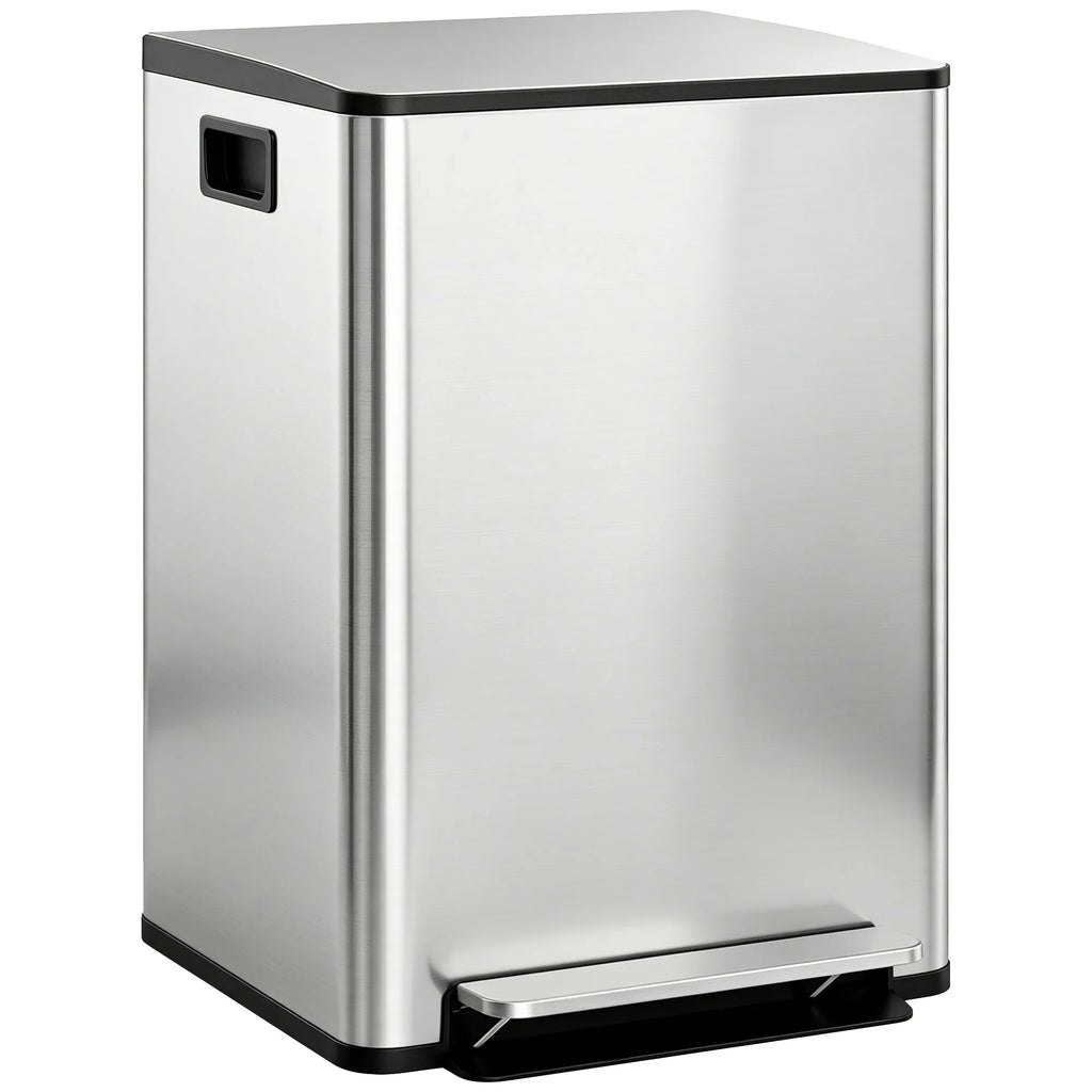 Šiukšliadėžė atliekų rūšiavimui, 2x30L, sidabrinė