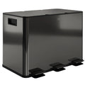 Šiukšliadėžė su 3 skyriais ir pedalu, 45 l (3x15 l), juoda
