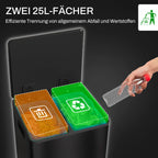 Šiukšliadėžė su dviem 25L skyriais, 50L, juoda