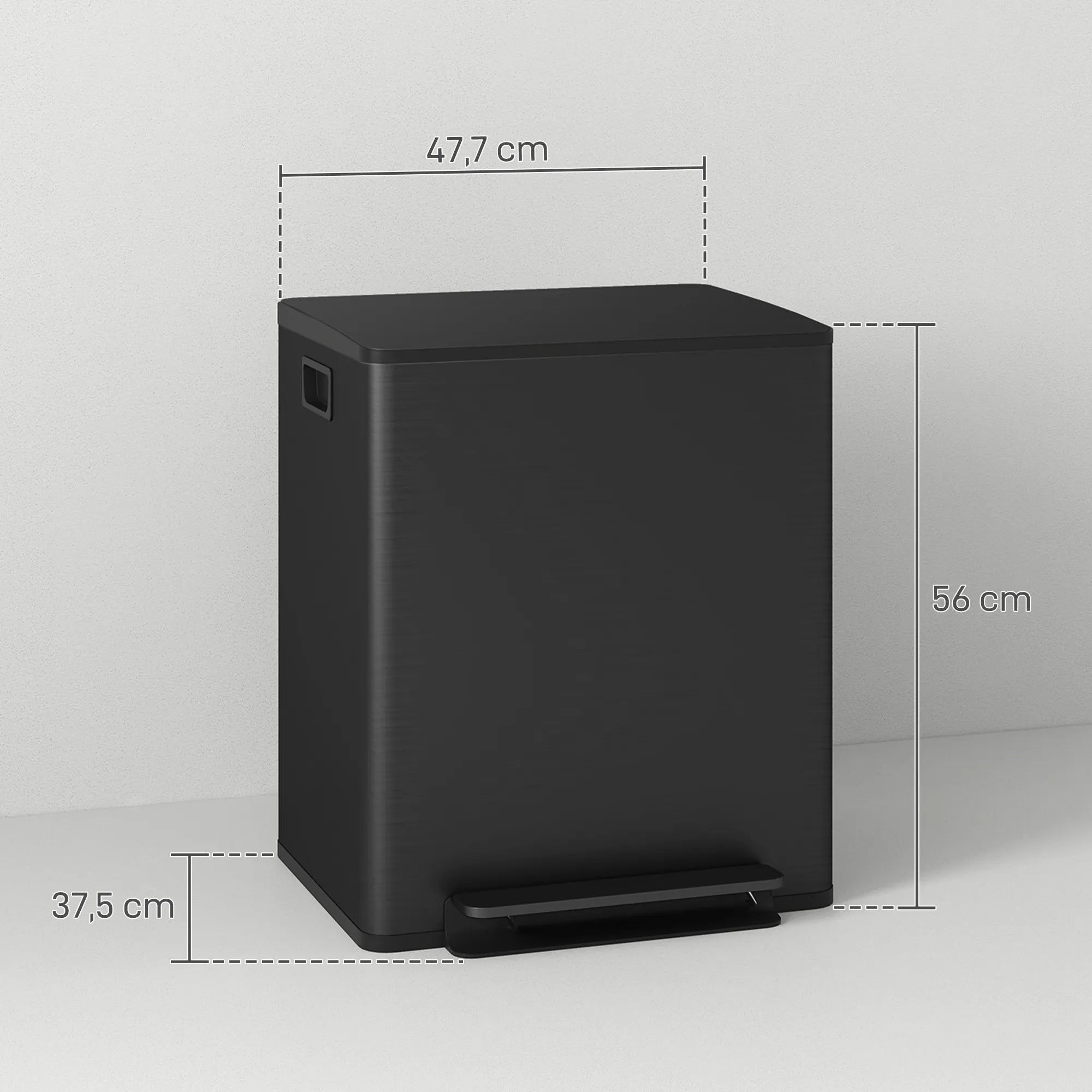 Šiukšliadėžė su dviem 25L skyriais, 50L, juoda