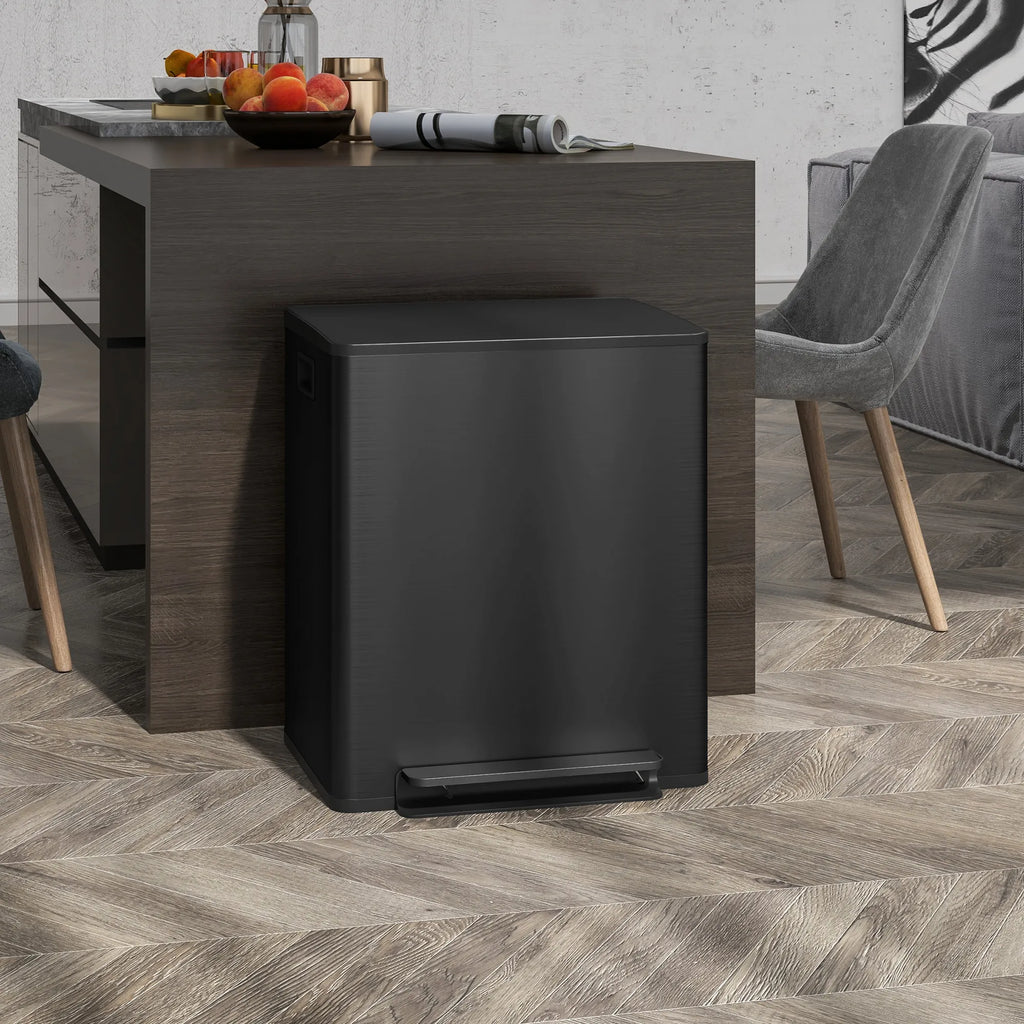 Šiukšliadėžė su dviem 25L skyriais, 50L, juoda