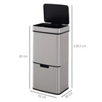 Šiukšliadėžė su jutikliu 72 l, sidabrinė