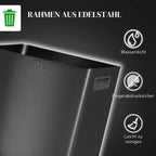 Šiukšliadėžė su pedalais, 2 x 15 l talpos, juoda