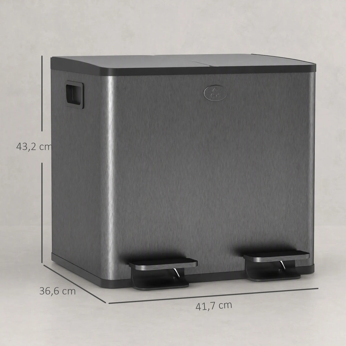 Šiukšliadėžė su pedalais, 2 x 15 l talpos, juoda