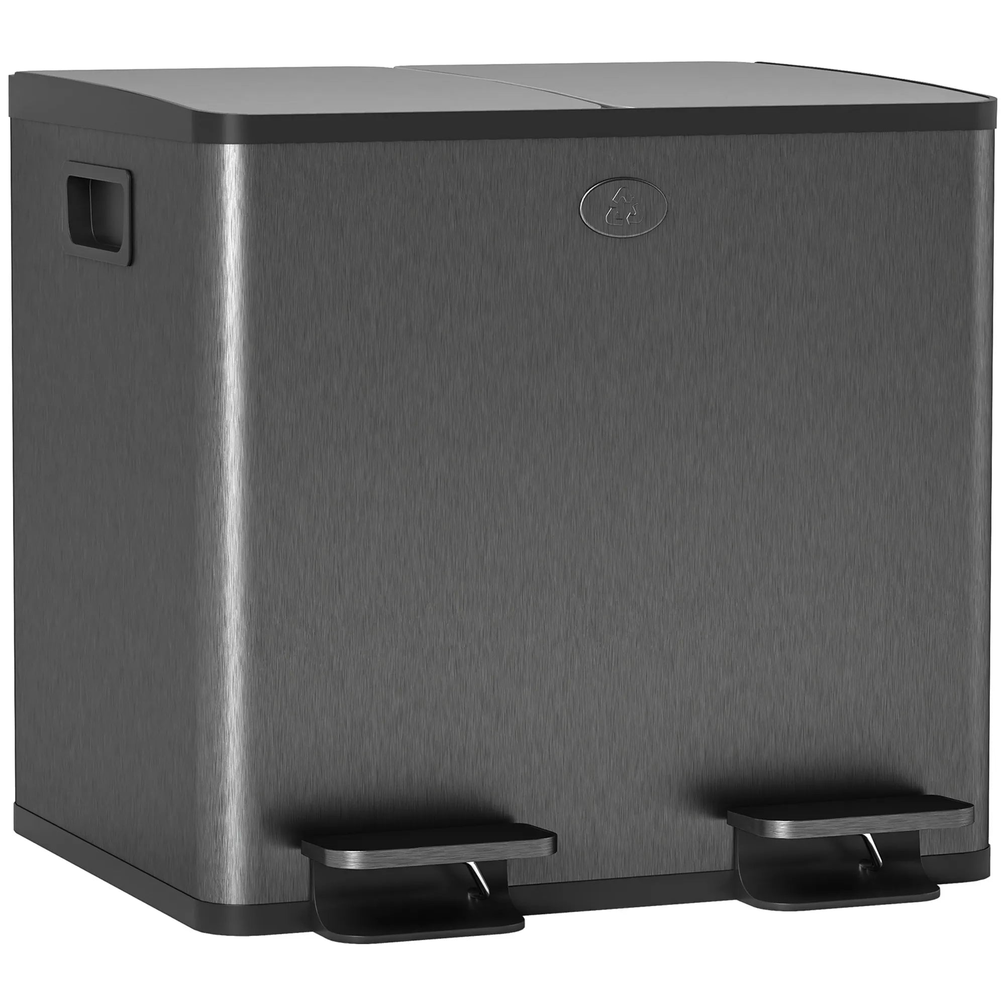 Šiukšliadėžė su pedalais, 2 x 15 l talpos, juoda