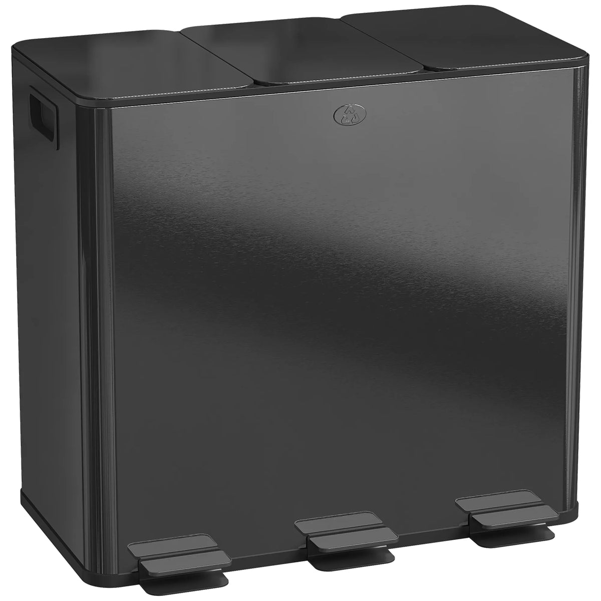 Šiukšliadėžė su pedalais, 3 x 20 l, juoda