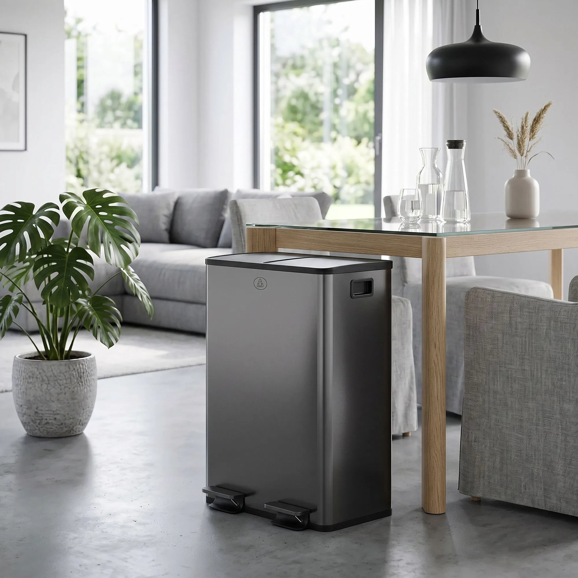 Šiukšliadėžė su pedalu 2 x 28 l, juoda
