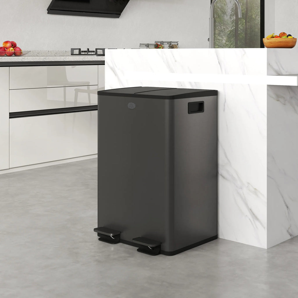 Šiukšliadėžė su pedalu 2 x 28 l, juoda