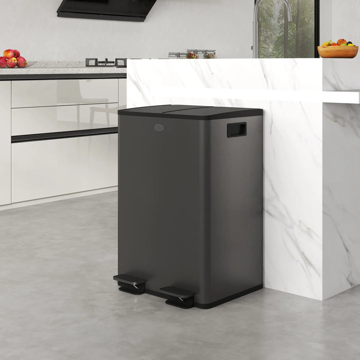 Šiukšliadėžė su pedalu 2 x 28 l, juoda