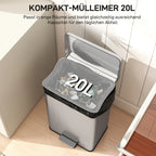 Šiukšliadėžė su pedalu, 20 l, sidabrinė