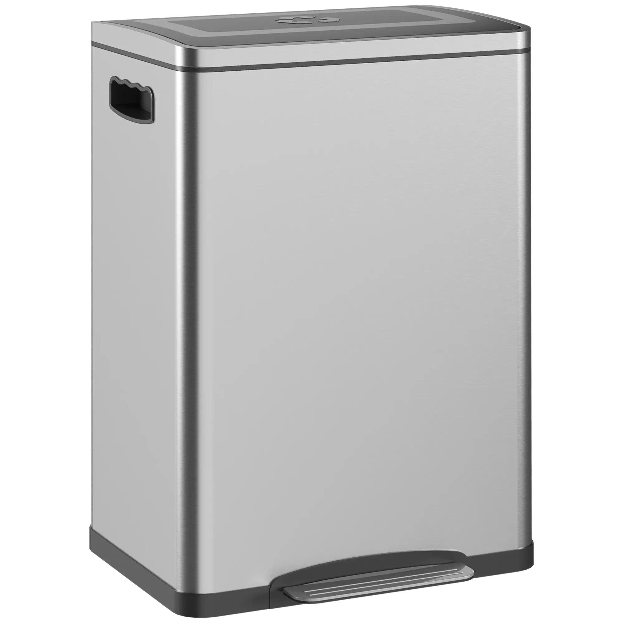 Šiukšliadėžė su pedalu, 2x20 l, sidabrinė