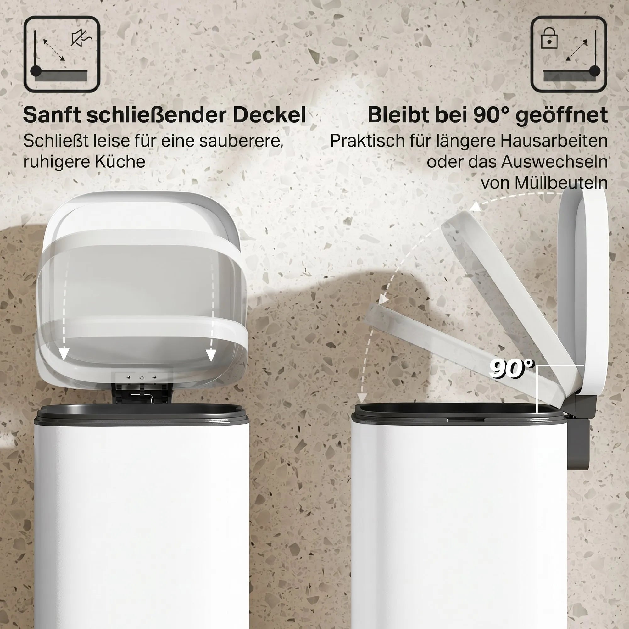 Šiukšliadėžė su pedalu 30 l, balta