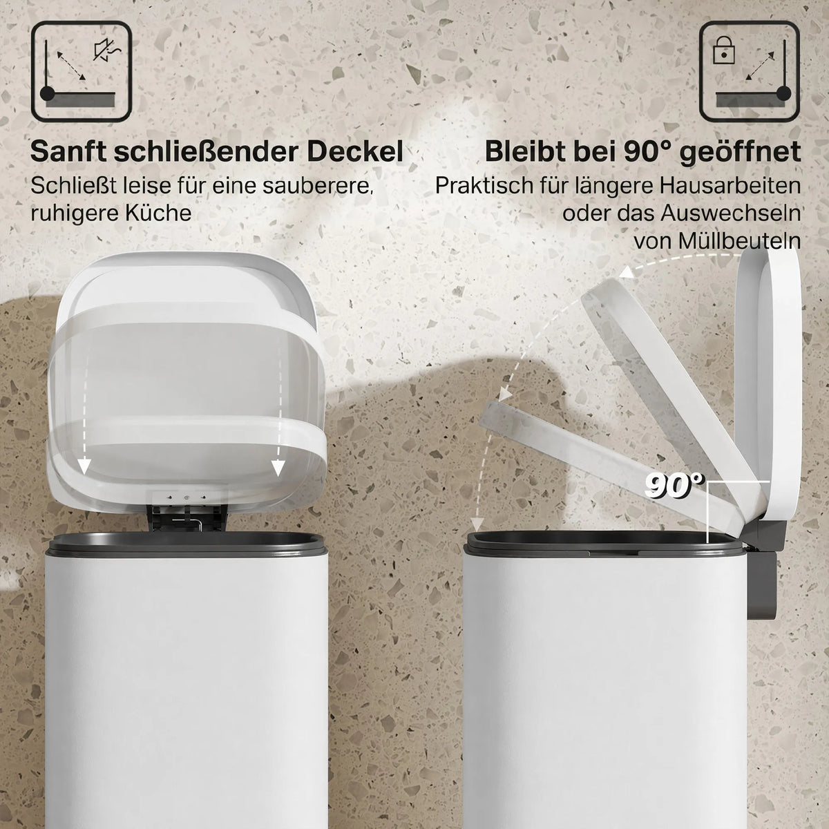 Šiukšliadėžė su pedalu 30 l, balta