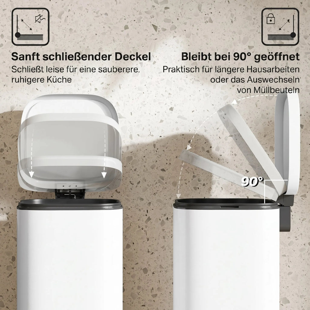 Šiukšliadėžė su pedalu 30 l, balta