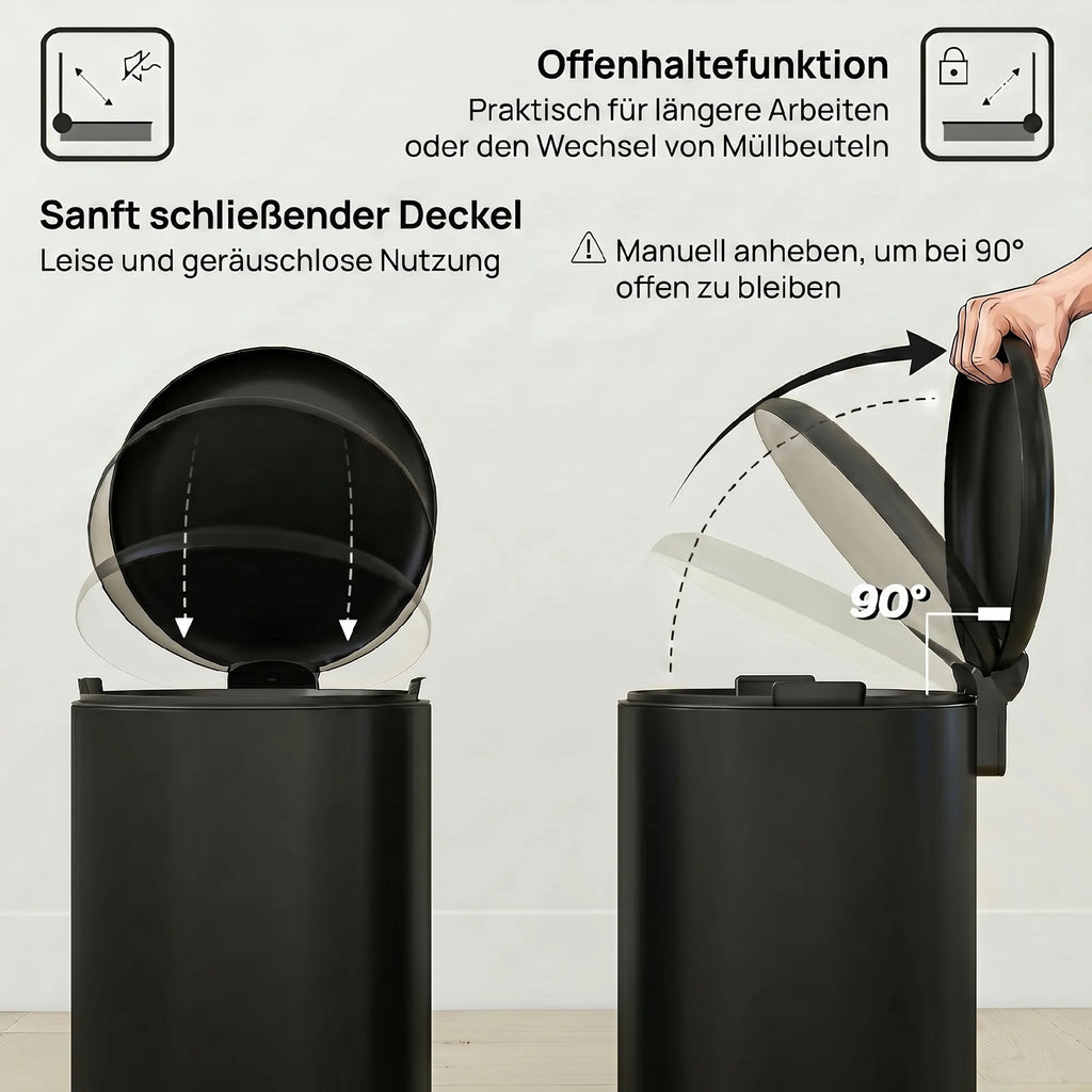 Šiukšliadėžė su pedalu, 30 l, juoda