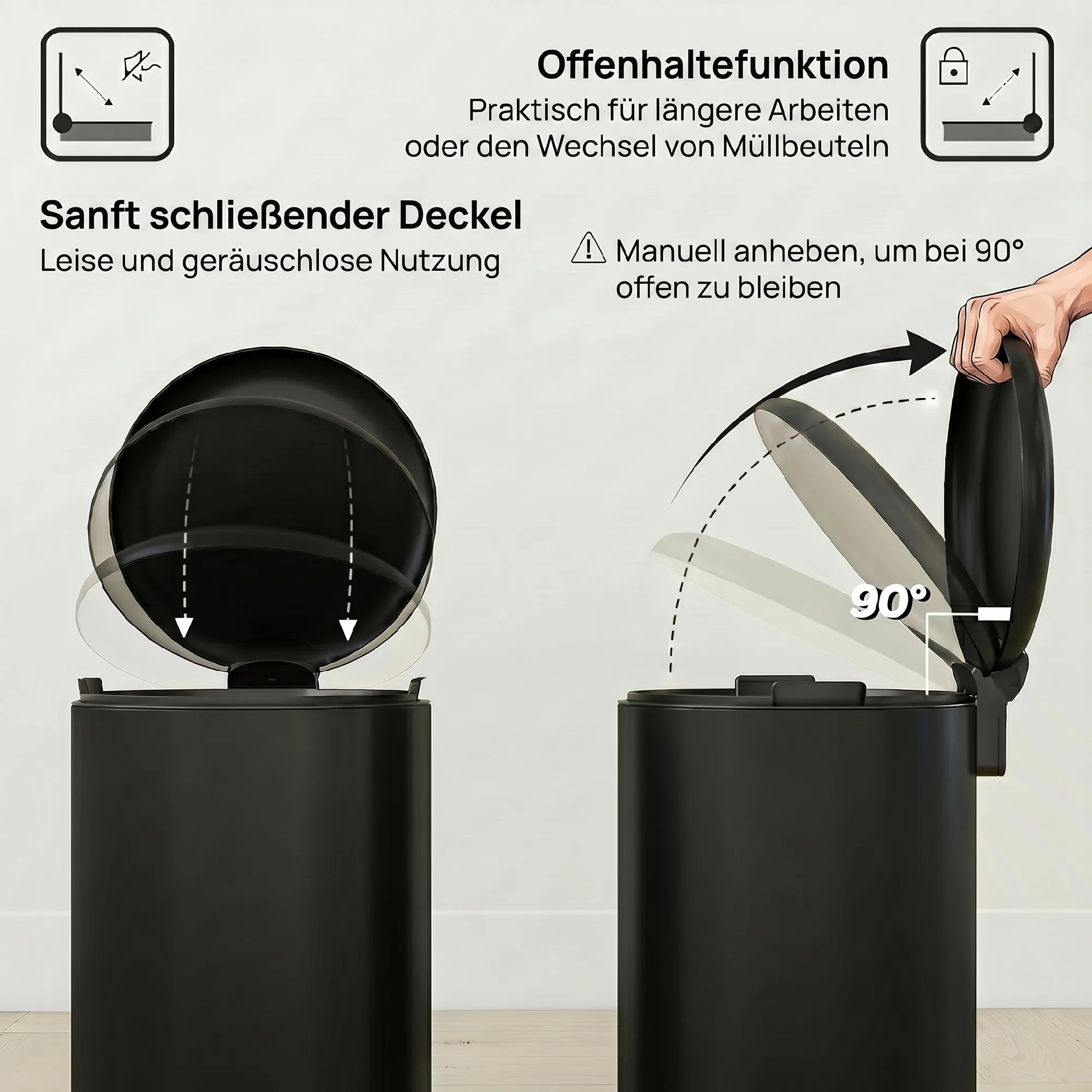 Šiukšliadėžė su pedalu, 30 l, juoda