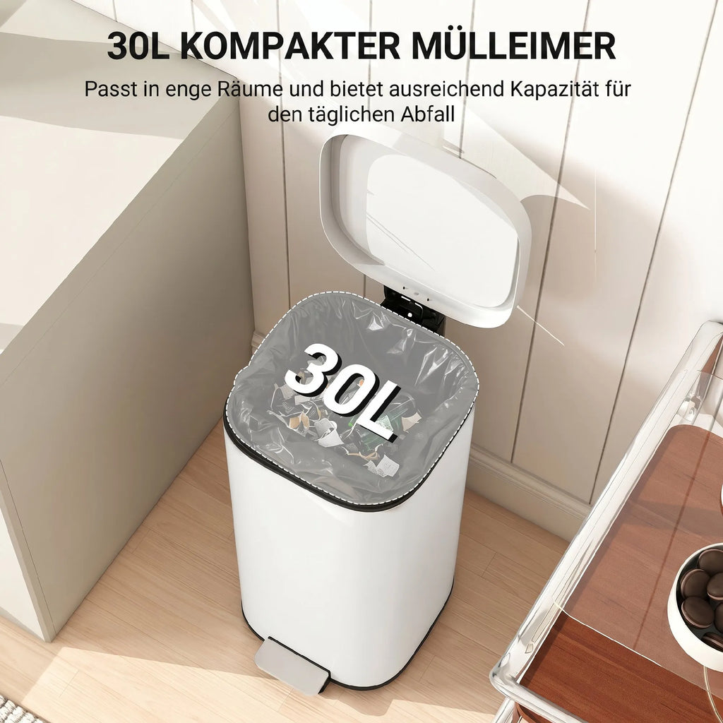 Šiukšliadėžė su pedalu 30 l, kreminė