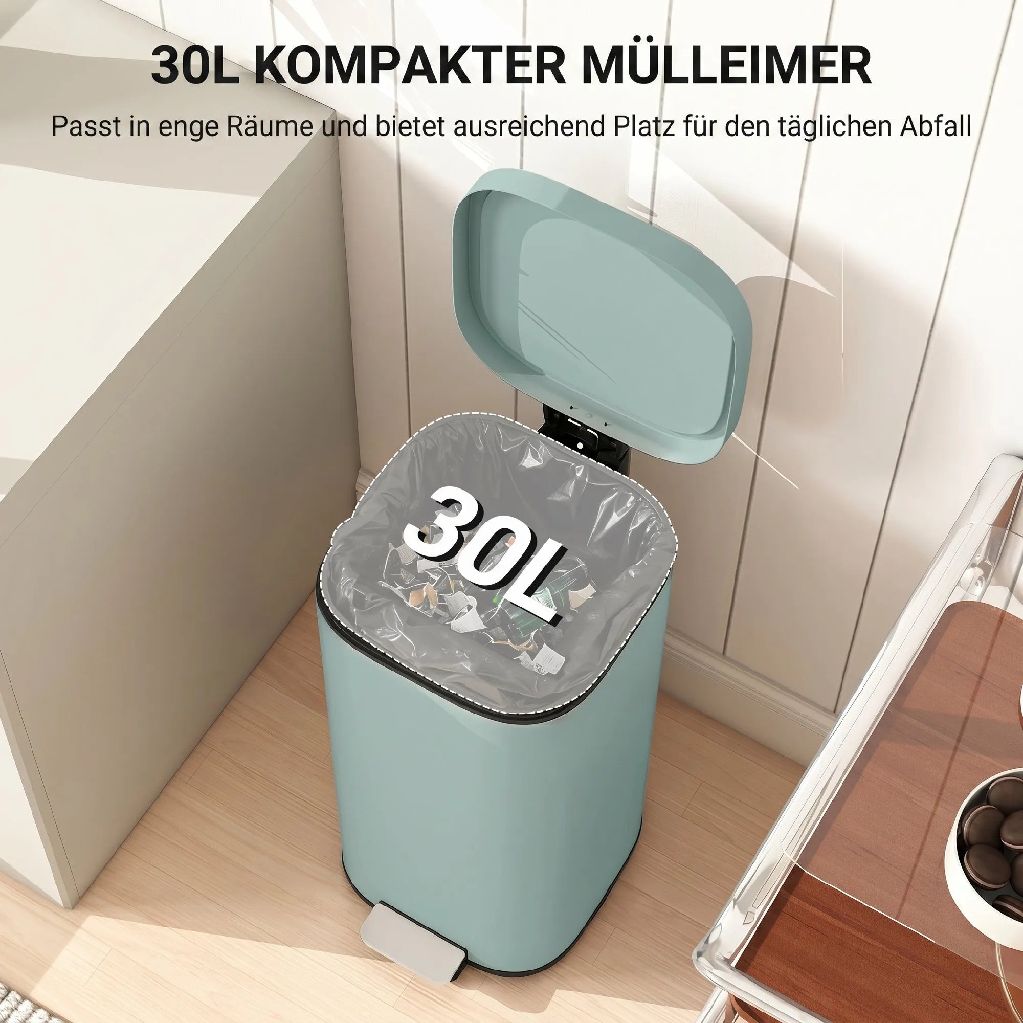 Šiukšliadėžė su pedalu 30 l, žalia