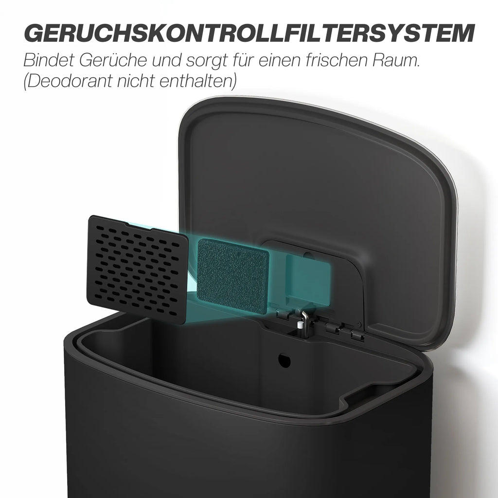 Šiukšliadėžė su pedalu 50 l, su „Soft-Close“ dangčiu, juoda