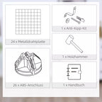 Schema su DIY lentynėlės komplekto turiniu
