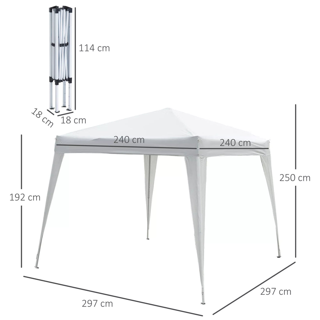 Sulankstomas paviljonas 2,4 x 2,4 m Paviljonas Sulankstoma palapinė su UV apsauga, šventinė palapinė su nešimo krepšiu, skirta sodui, balkonui, plieninė, balta