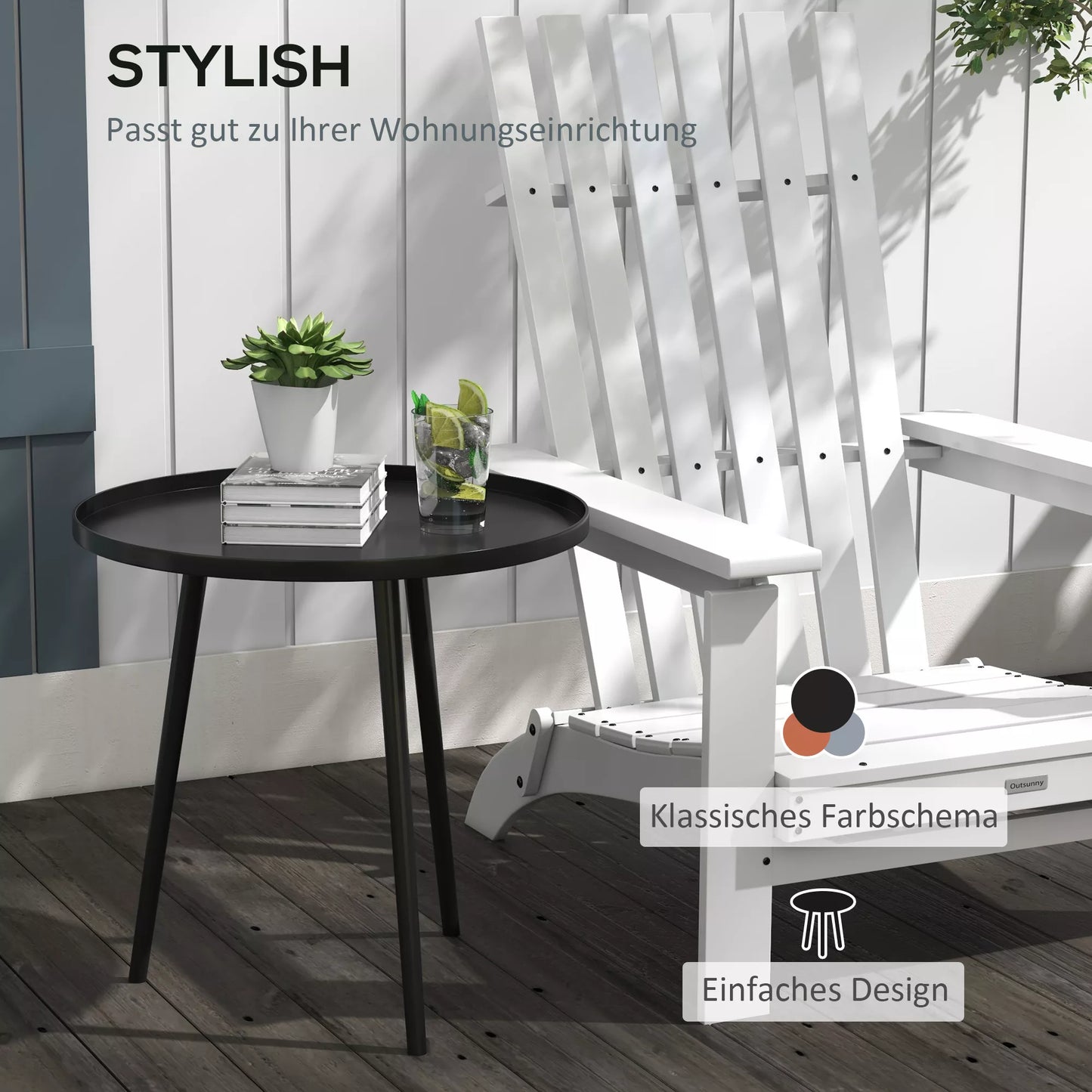 Lauko staliukas, sodo staliukas, apvalus terasos staliukas, plienas, Ф40 x 50Hcm, juodas