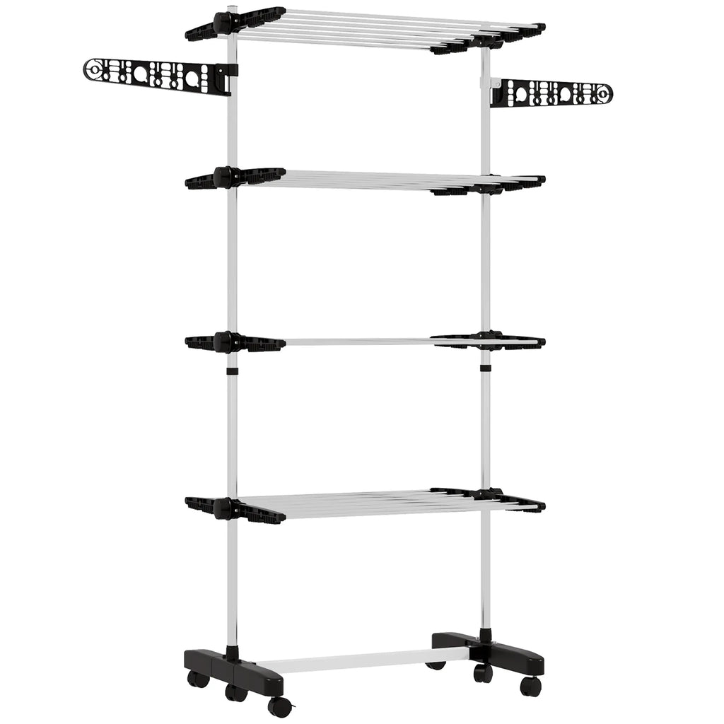 Skalbinių džiovintuvas 5 lygiai, sulankstomas, „One-Klick“ sistema, 142 cm x 55 cm x 172 cm, juodas + sidabrinis