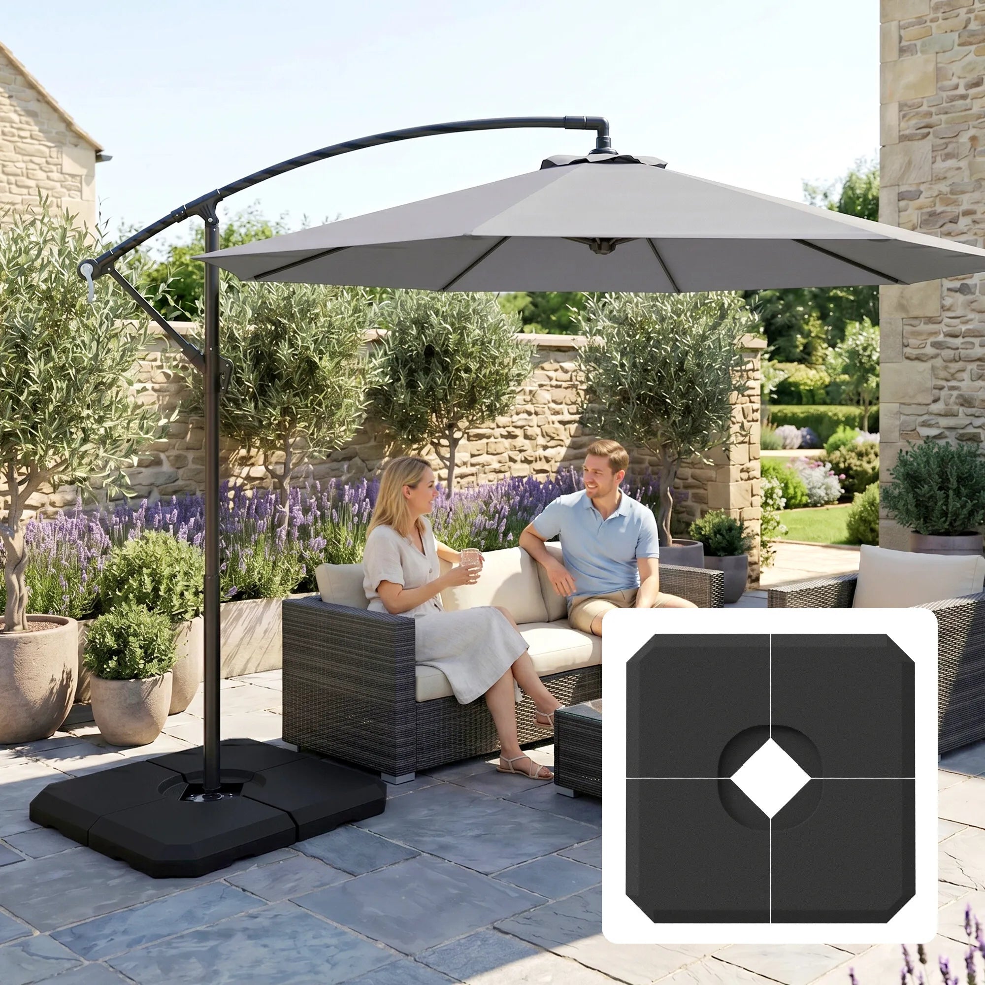 Skėčio pagrindas HDPE 100x100x9,5 cm 4 dalių juodas