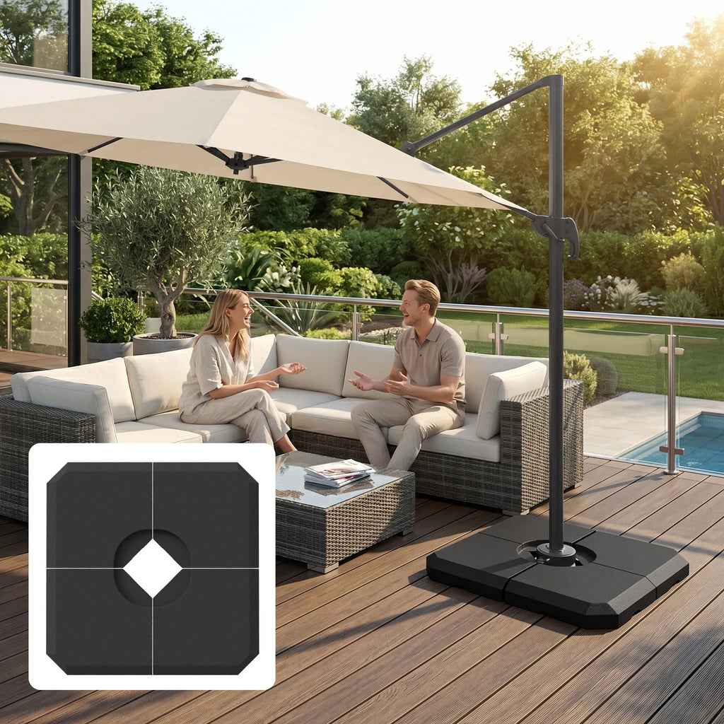 Skėčio pagrindas HDPE 100x100x9,5 cm 4 dalių juodas