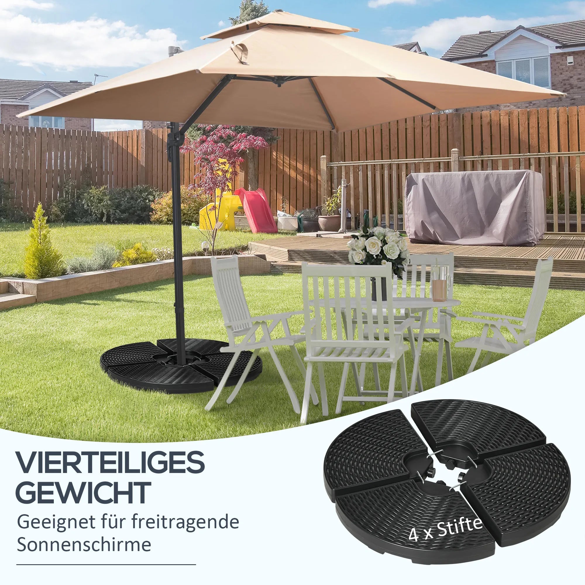 Skėčio stovas bepildomas HDPE 100 x 100 cm juodas