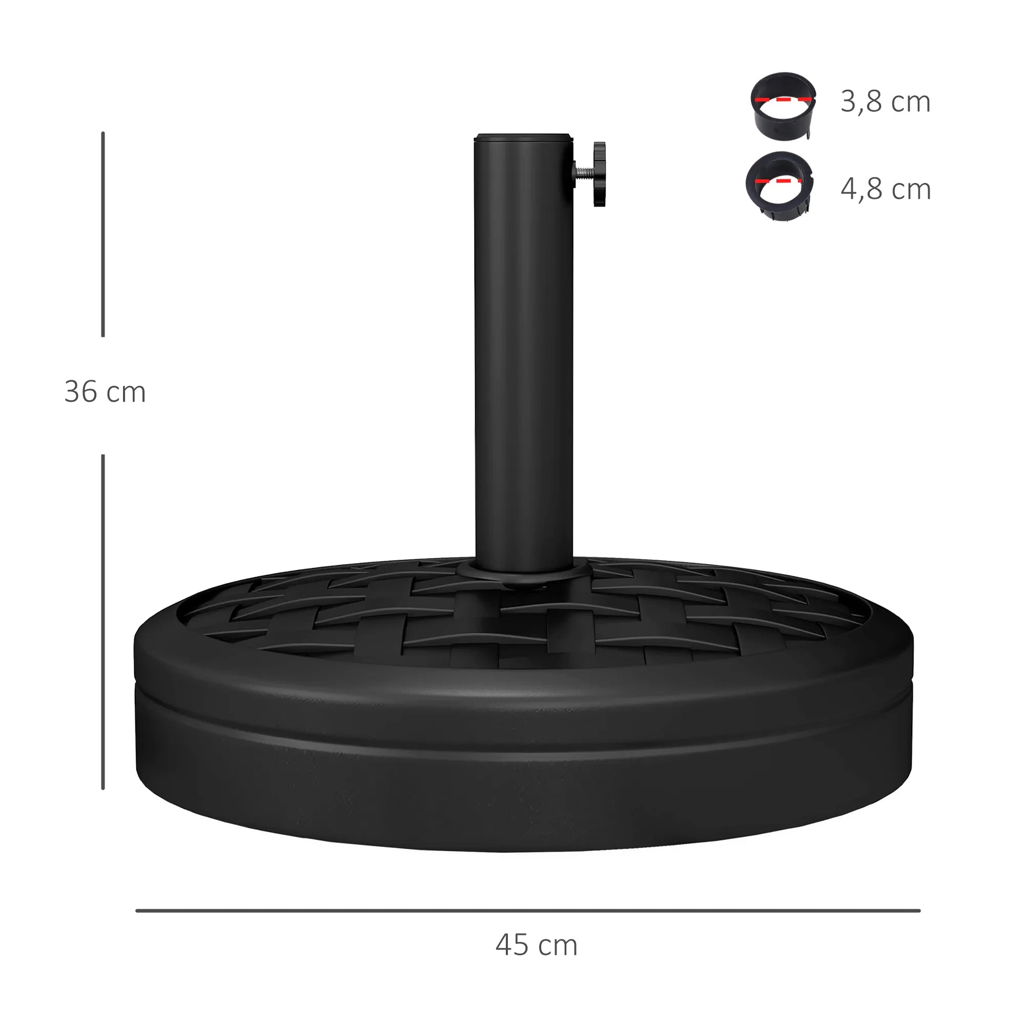 Skėčio stovas betoninis 18 kg, juodas