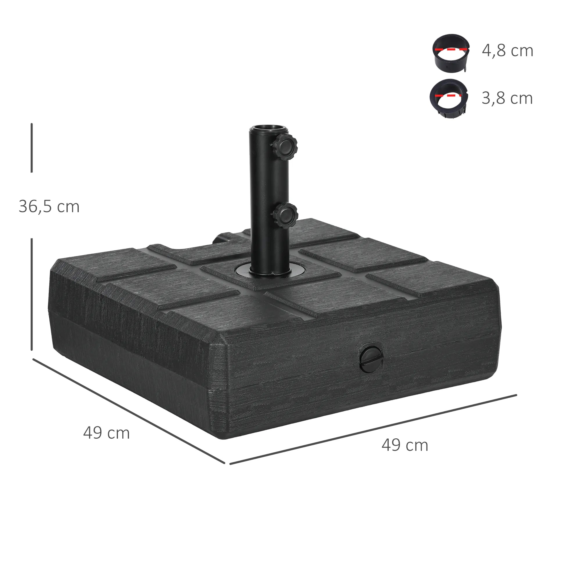 Skėčio stovas plastikinis 40 kg talpos kvadratinis juodas