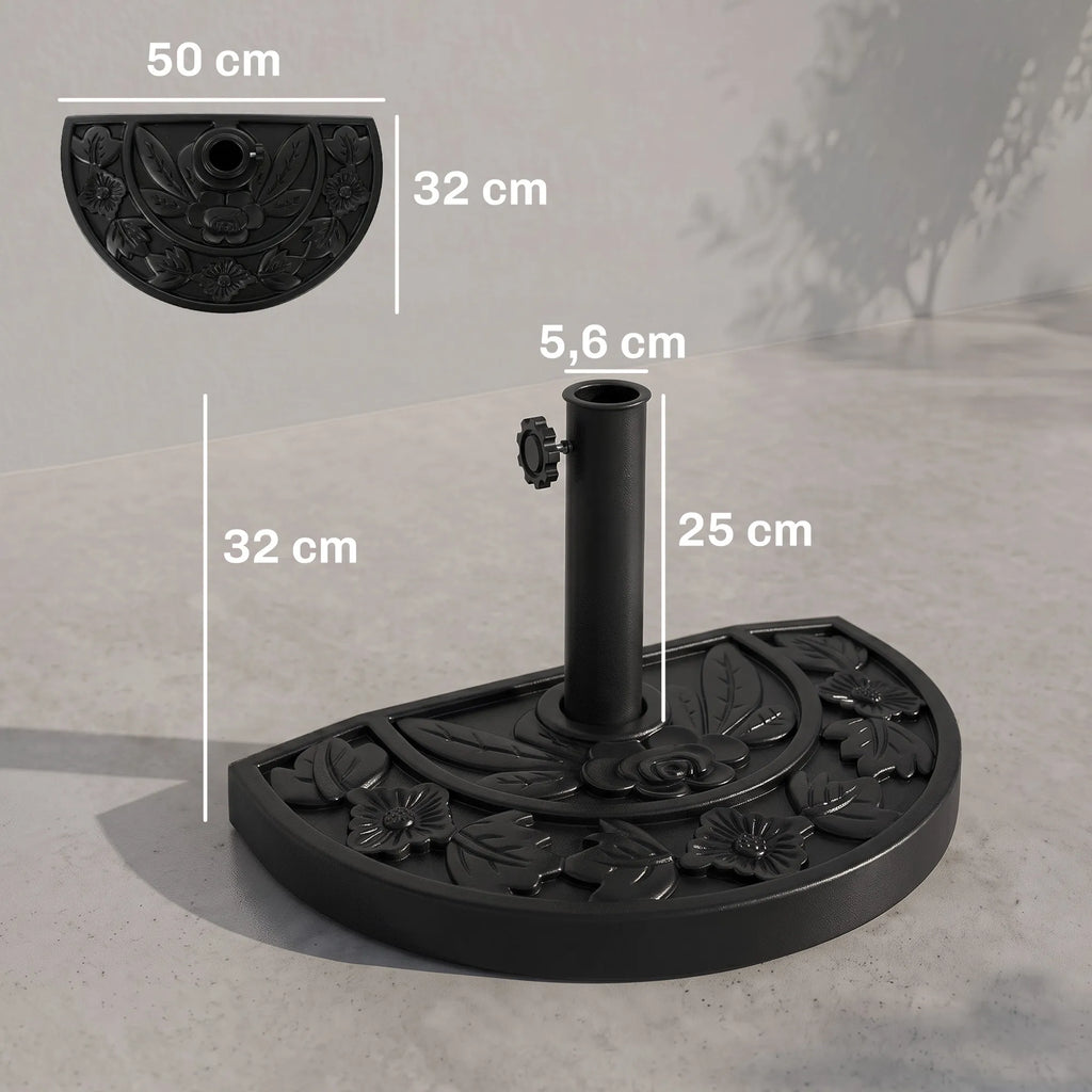 Skėčio stovas pusiau apvalus, 9 kg, juodas