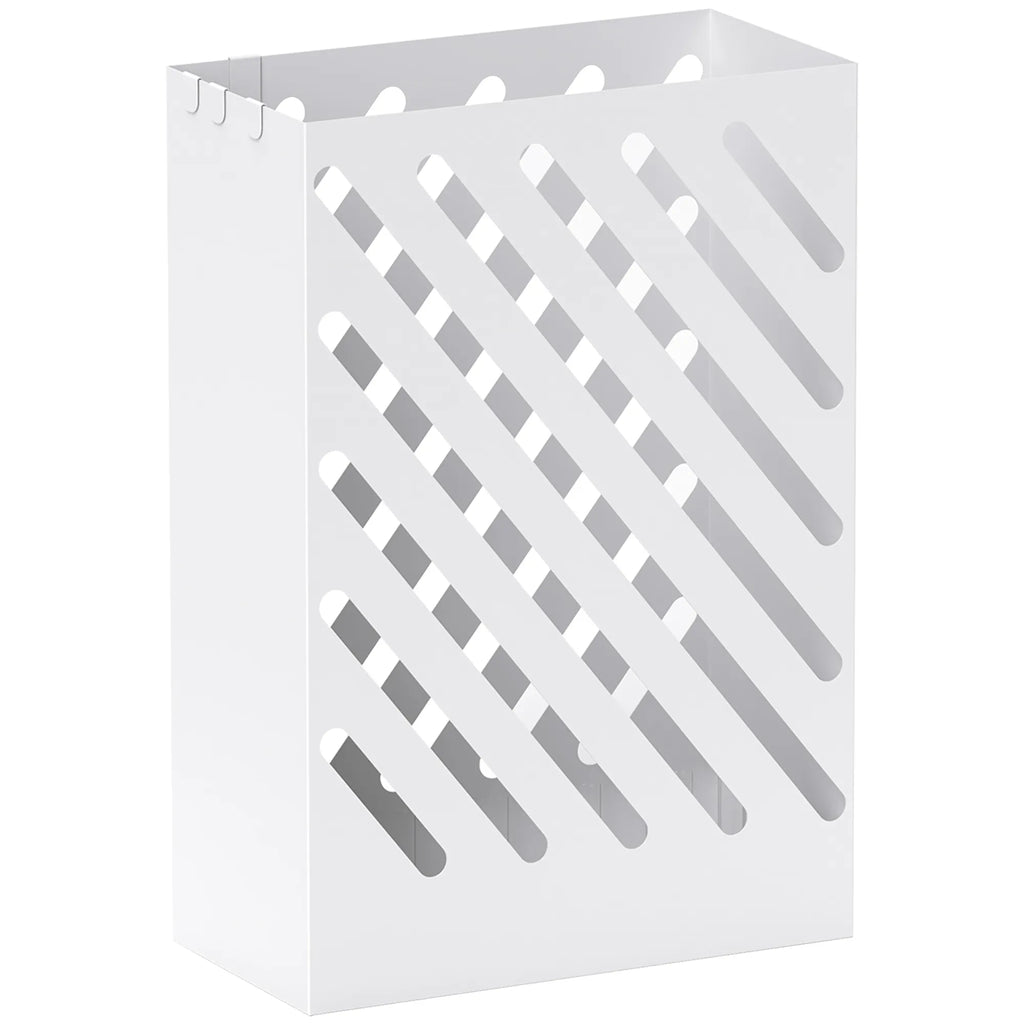 Skėčių stovas su lašų surinkimo dėklu, 4 kabliais, plieninis, 28L x 14B x 41H cm, baltas