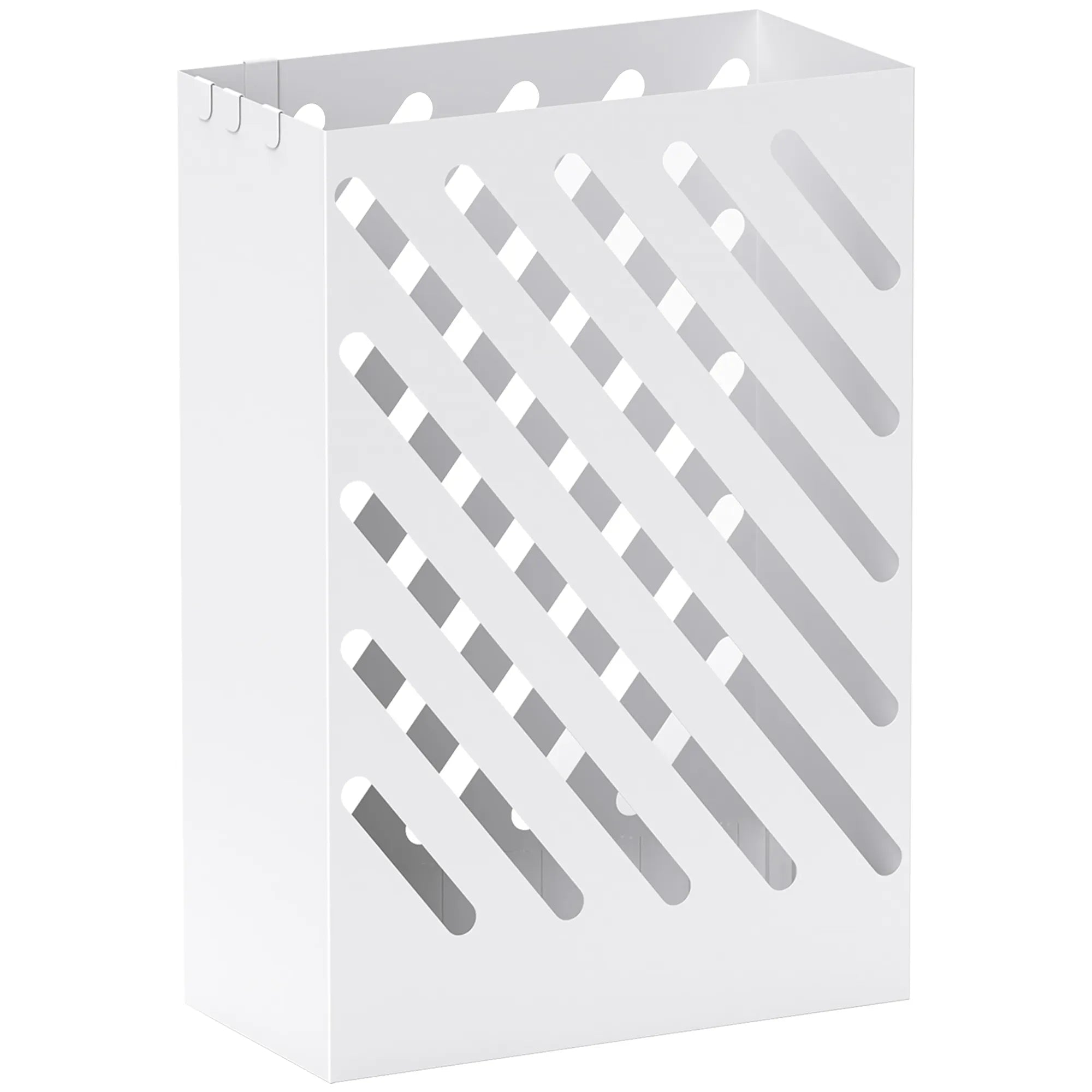 Skėčių stovas su lašų surinkimo dėklu, 4 kabliais, plieninis, 28L x 14B x 41H cm, baltas