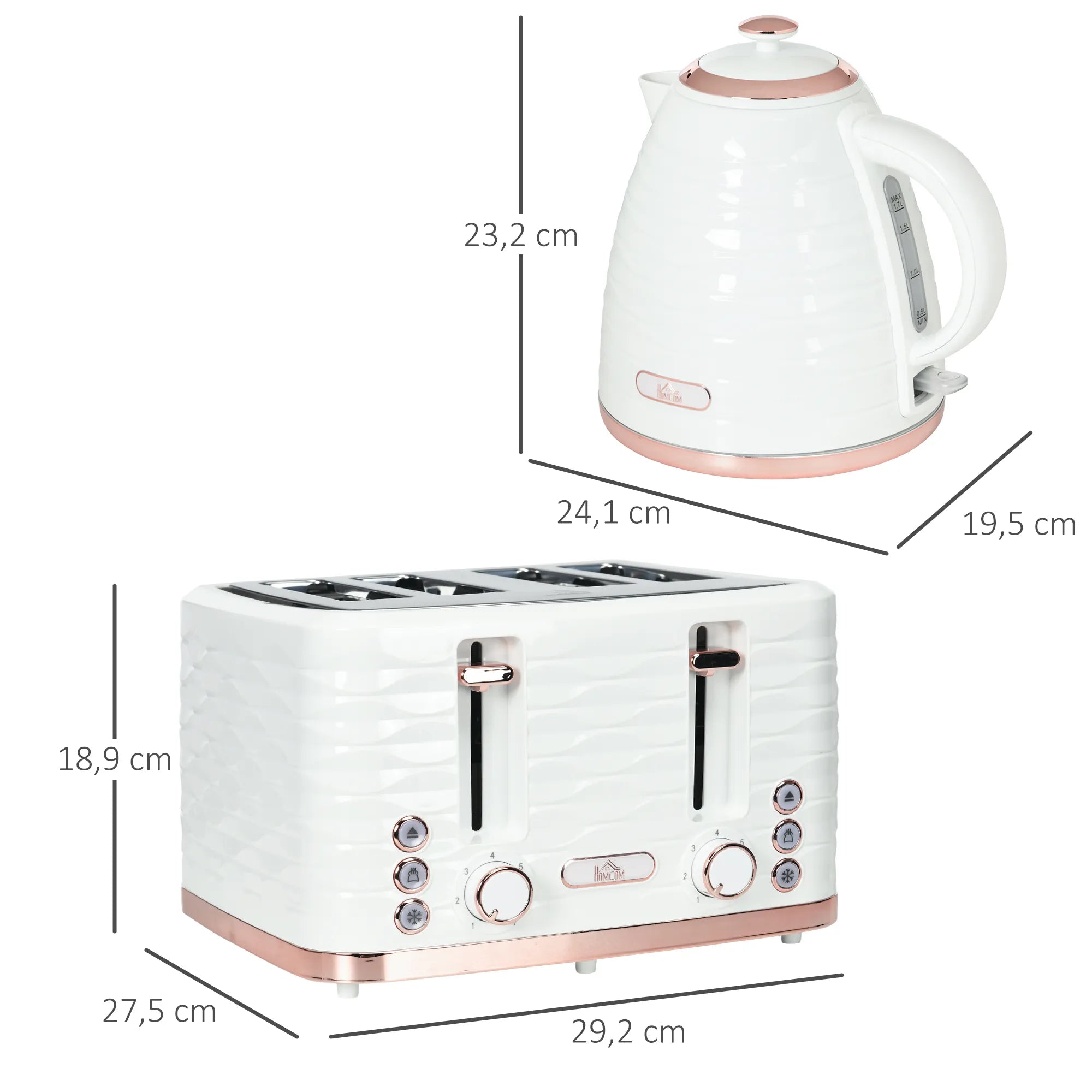 Skrudintuvo ir virdulio komplektas, 1,7 l, kreminės spalvos