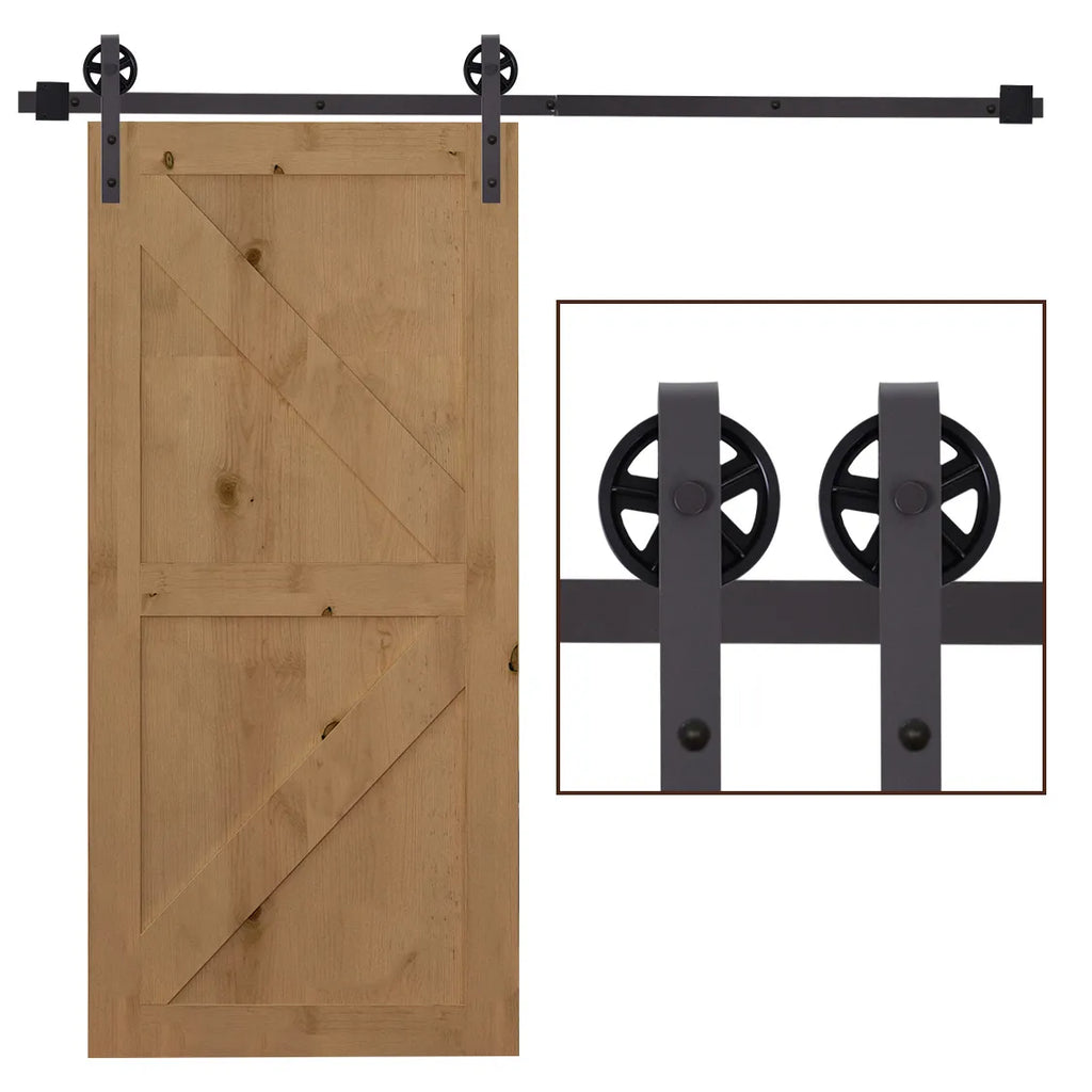 Slankiųjų bėgių rinkinys stumdomosioms durims, įskaitant bėgius, ritinėlius, grindų stabdžius, 183 cm, atlaiko iki 100 kg svorį, tamsiai rudos spalvos