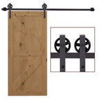 Slankiųjų bėgių rinkinys stumdomosioms durims, įskaitant bėgius, ritinėlius, grindų stabdžius, 183 cm, atlaiko iki 100 kg svorį, tamsiai rudos spalvos