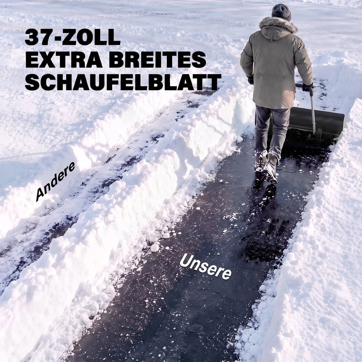 Sniego kastuvas su ratukais, 95 cm, reguliuojamas, juodas