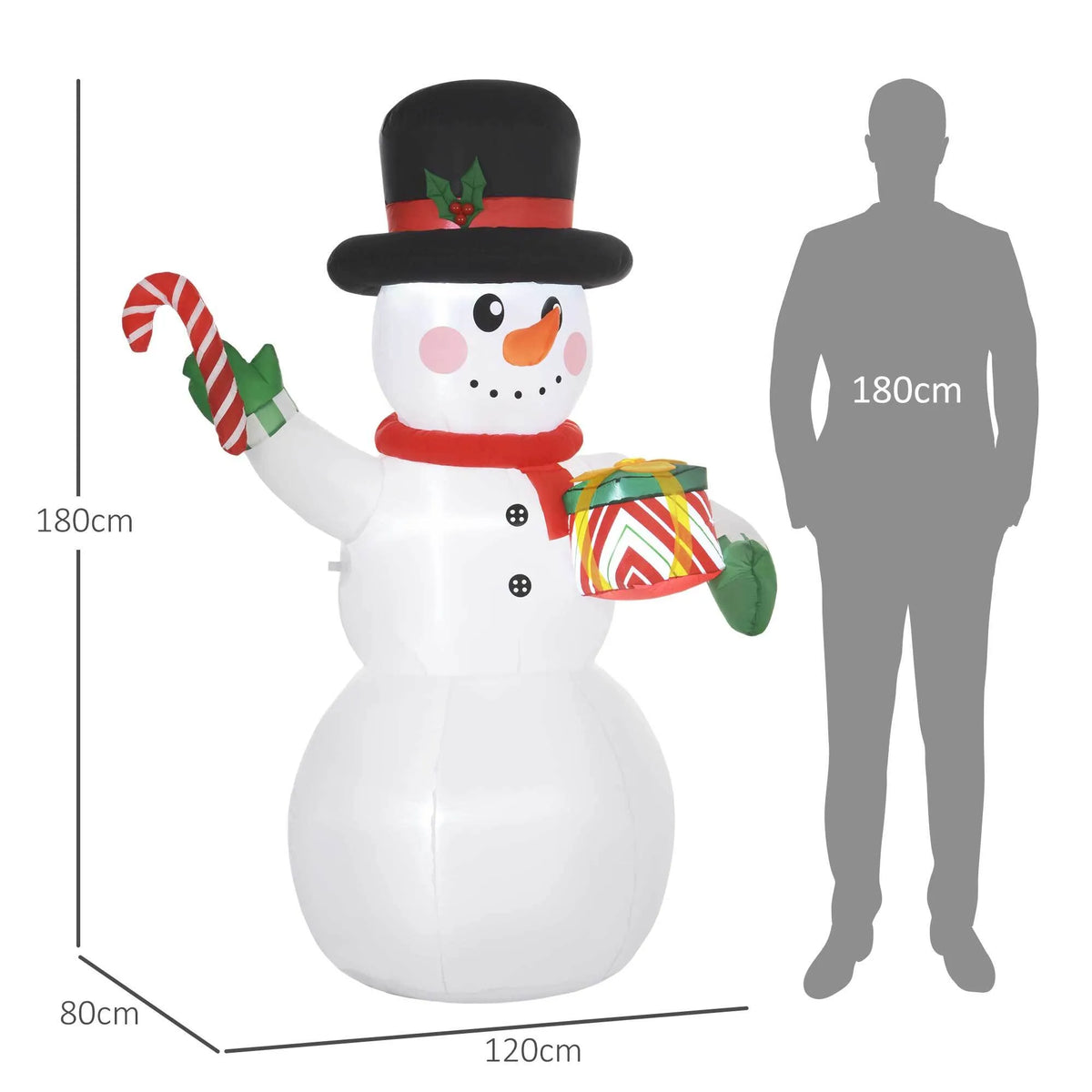 Sniego senis, pripučiama LED dekoracija, 180 cm, atspari oro sąlygoms